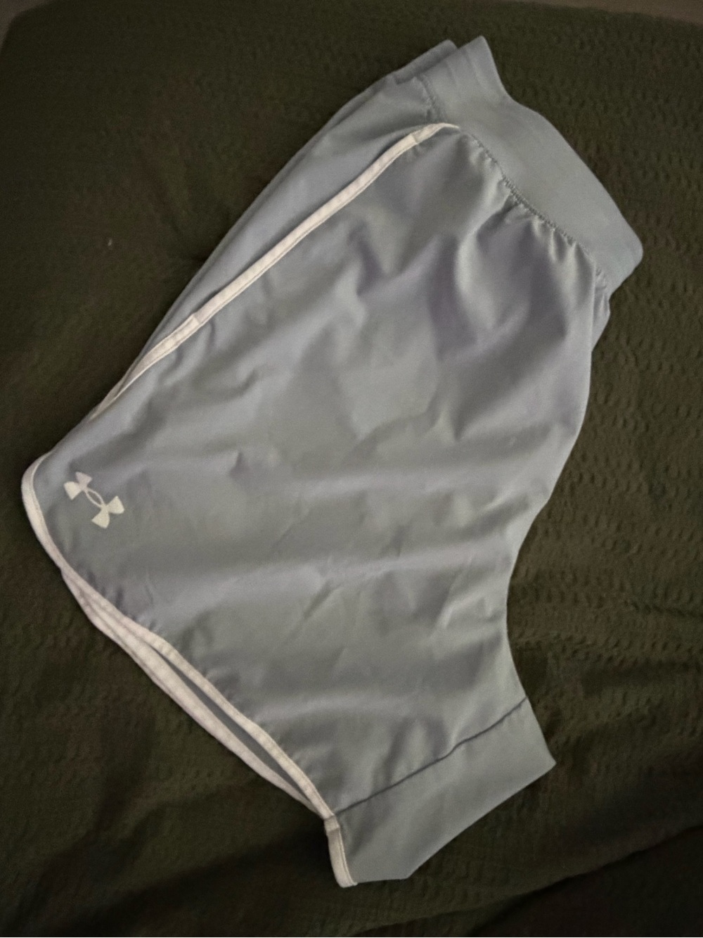 Under Armour Pale Blue Women's Running Shorts with White Trim